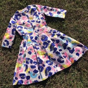 European Station Jacquard Floral/Leopard Dress